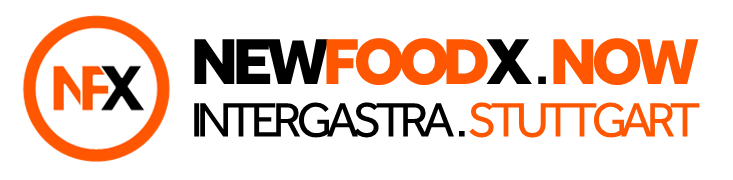 Das Logo von NEWFOODX.NOW in schwarz und orange